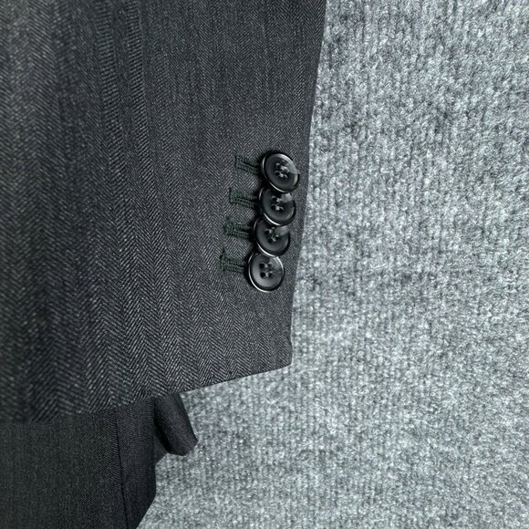 SuitSupply Suit Jacket Mens 42R Gray‎ Herringbone Wool Super 110s Surgeons Cuff - Picture 3 of 16